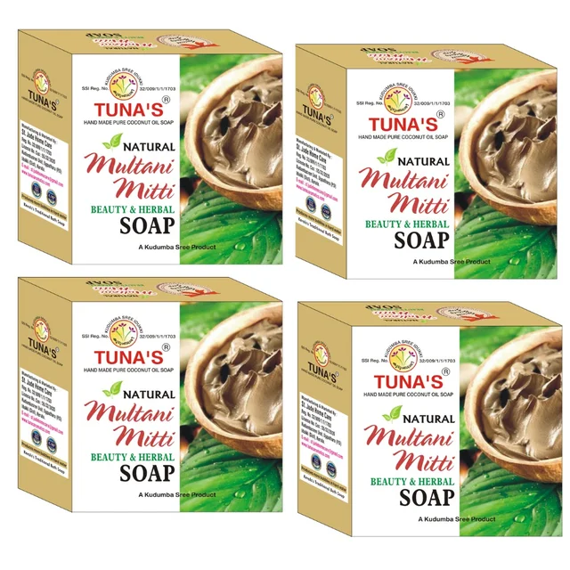 Tuna's® Tunas Multani Mitti Herbal Infused Soap Pack of 4 - 100Gm*4, Multanimitti