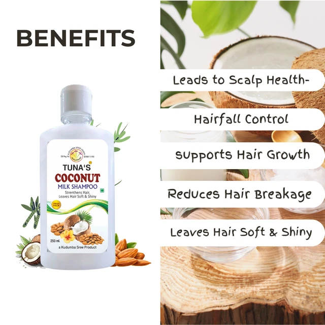 Tuna's® Coconut Milk Herbs Infused Shampoo | For Hair Growth Support | SLS,PARABEN FREE - 500ML