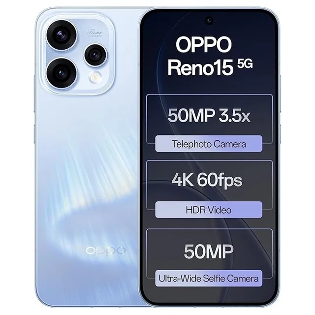 Oppo Reno15 5G (aurora blue, 8GB RAM, 256GB Storage)