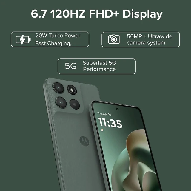 Motorola G67 Power 5G (Pantone Cilantro, 8GB RAM, 128GB Storage)