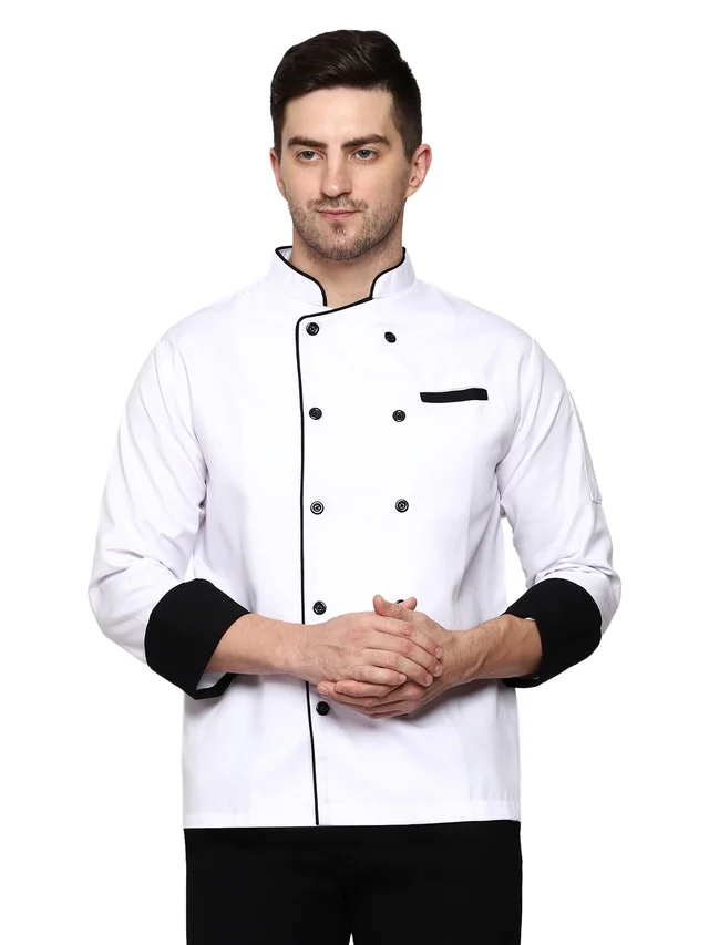 White Chef Coat (Black Piping)