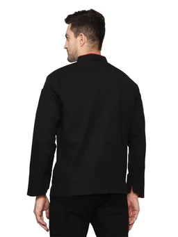 Black Chef Coat(Red Piping) - S