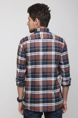 TUSCOT Men's Multicoloured Casual Cotton Shirt with Long Sleeves and Checked Pattern TT-CS1002 - MEDIUM