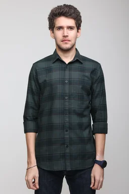 TUSCOT Men's Multicoloured Casual Cotton Shirt with Long Sleeves and Checked Pattern TT-CS1007 - MEDIUM