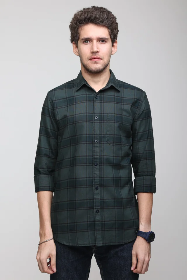 TUSCOT Men's Multicoloured Casual Cotton Shirt with Long Sleeves and Checked Pattern TT-CS1007 - MEDIUM