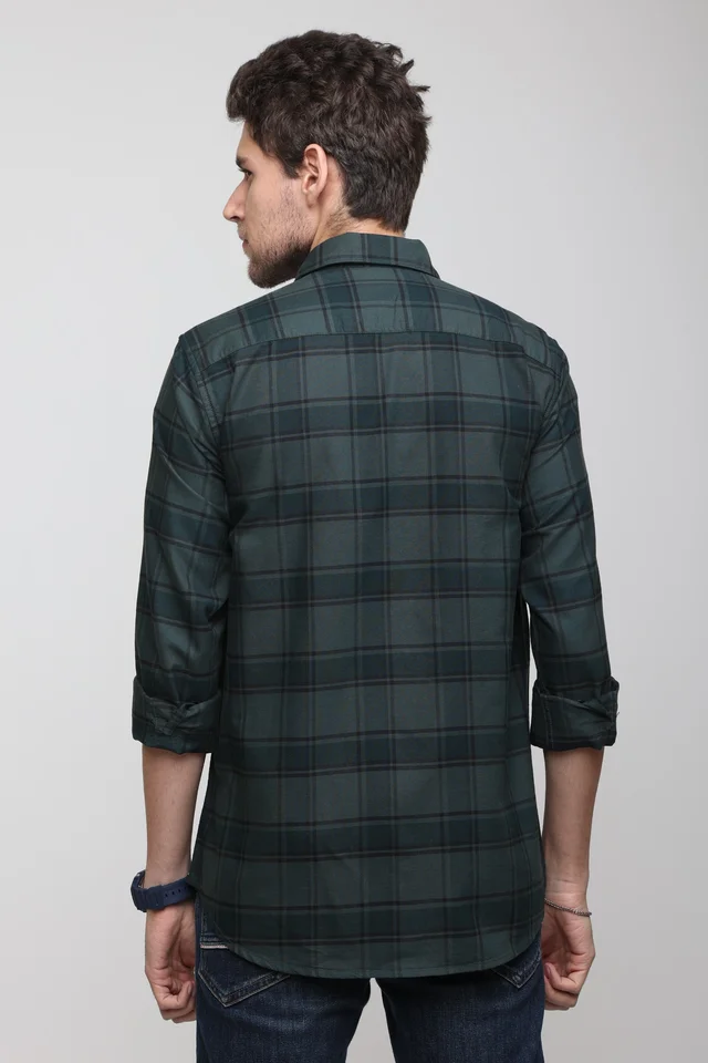 TUSCOT Men's Multicoloured Casual Cotton Shirt with Long Sleeves and Checked Pattern TT-CS1007 - MEDIUM
