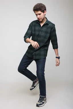 TUSCOT Men's Multicoloured Casual Cotton Shirt with Long Sleeves and Checked Pattern TT-CS1007 - MEDIUM