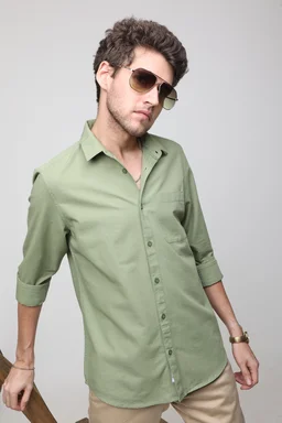 TUSCOT Men's Plain Casual Cotton Shirt with Spread Collar and Long Sleeves TT-CS1013 - MEDIUM, Spring Green