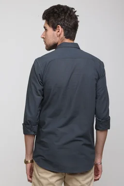 TUSCOT Men's Plain Casual Cotton Shirt with Spread Collar and Long Sleeves TT-CS1016 - MEDIUM, Grey