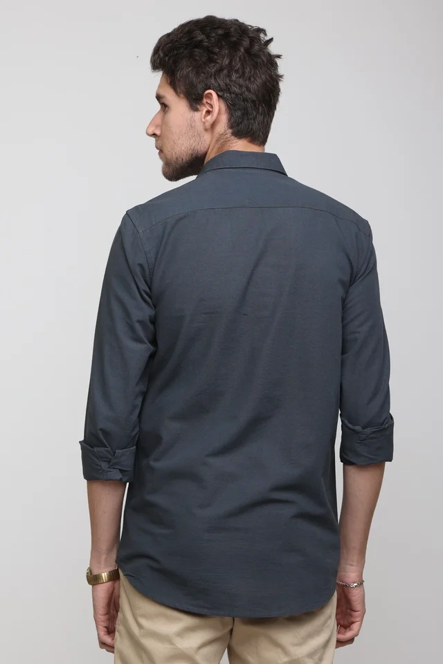 TUSCOT Men's Plain Casual Cotton Shirt with Spread Collar and Long Sleeves TT-CS1016 - MEDIUM, Grey