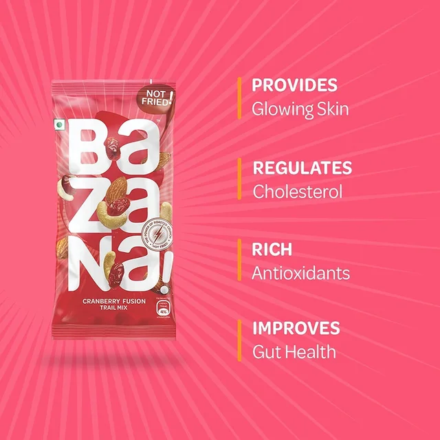 BAZANA Bazana Cranberry Fusion Trail Mix Snacks: Healthy and Tasty Mixed Dry Fruits|15 Packs,19g Each