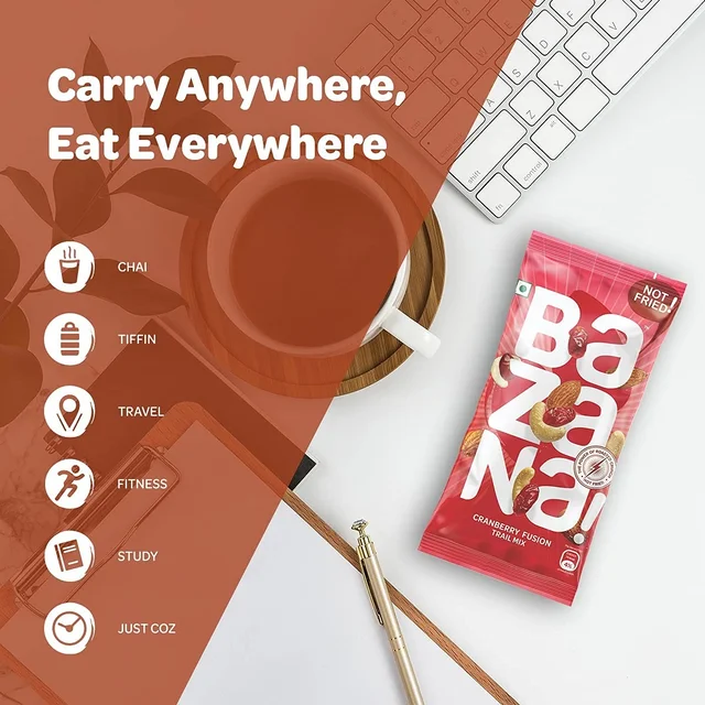 BAZANA Bazana Cranberry Fusion Trail Mix Snacks: Healthy and Tasty Mixed Dry Fruits|15 Packs,19g Each