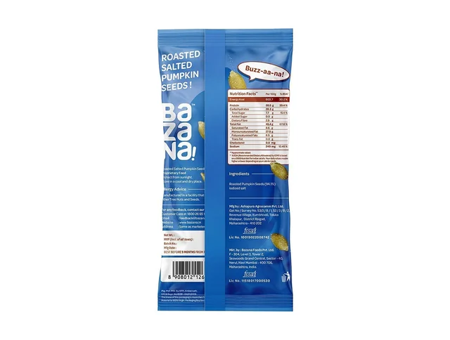 BAZANA Bazana Roasted Salted Pumpkin Seeds|(15 Packs,18gm each) -