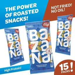 BAZANA Bazana Roasted Salted Pumpkin Seeds|(15 Packs,18gm each) -