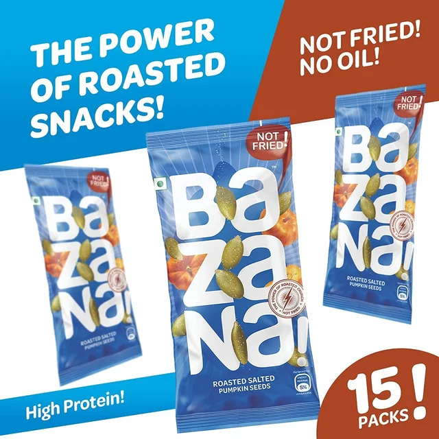 BAZANA Bazana Roasted Salted Pumpkin Seeds|(15 Packs,18gm each) -