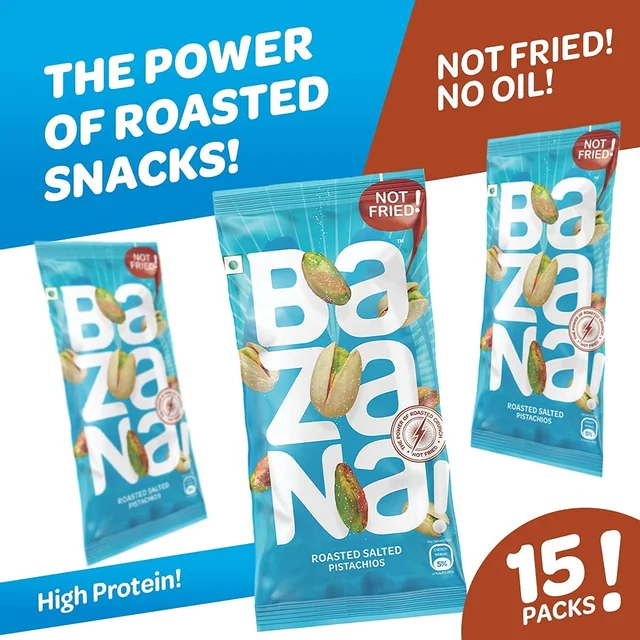 BAZANA Bazana Roasted Salted Pistachios|(15 Packs,18gm each)