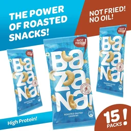 BAZANA Bazana Roasted Salted Cashews|(15 Packs,21g each) -