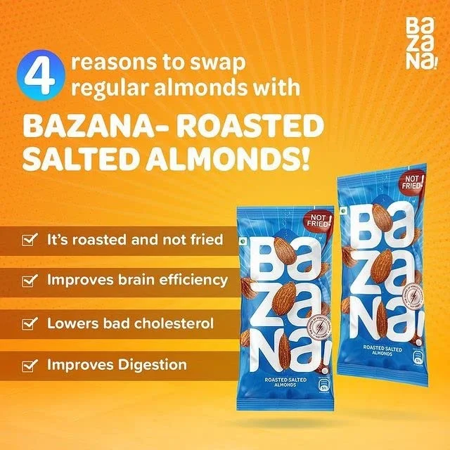 BAZANA Bazana Roasted Salted Almonds 504g|24 Packs,21g Each