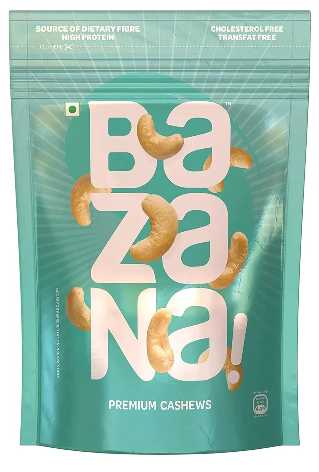 BAZANA Bazana 100% California Raw Almonds & Premium Cashews Combo Pack|200g Pack of 2
