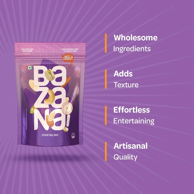 BAZANA Premium Cocktail Mix with Almonds, Cashews, Pistachios and Peanuts | 170g