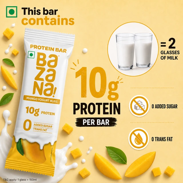 Bazana Foods Pvt Ltd Bazana Mango Yogurt Bliss Protein Bar - 40g