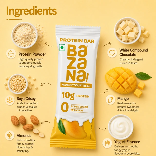Bazana Foods Pvt Ltd Bazana Mango Yogurt Bliss Protein Bar - 40g