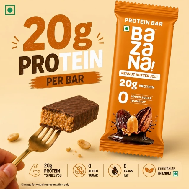 Bazana Foods Pvt Ltd Bazana Peanut Butter Jolt Protein Bar - 66g