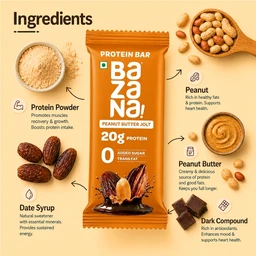Bazana Foods Pvt Ltd Bazana Peanut Butter Jolt Protein Bar - 66g