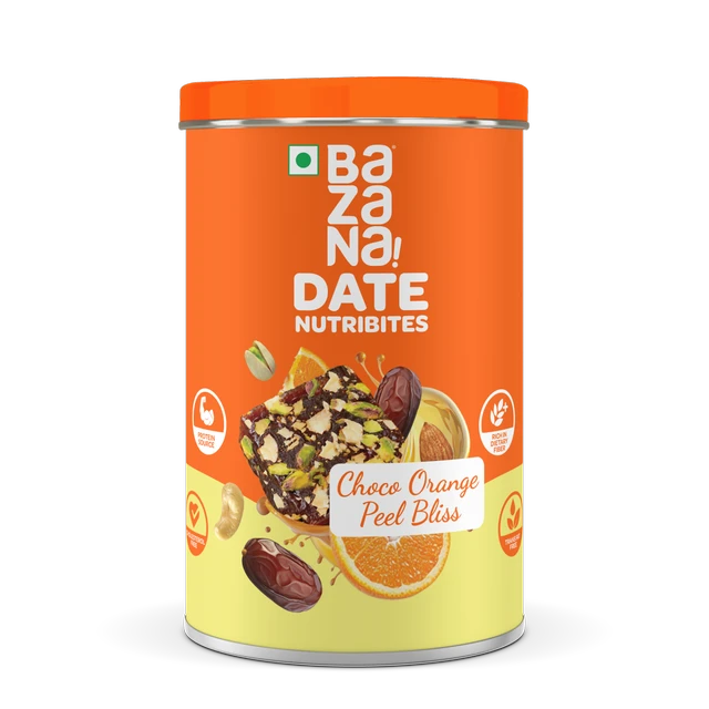 Bazana Foods Pvt Ltd Bazana Date Nutribites | Pack of 10 Tin - Orange Peel | 200g