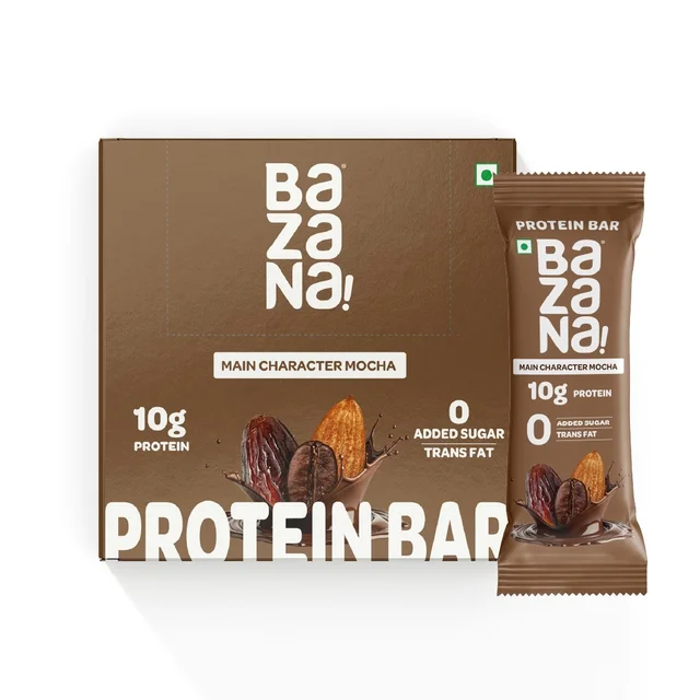 Bazana Foods Pvt Ltd Bazana Main Character Mocha Protein Bars - Pack of 12 (480g)