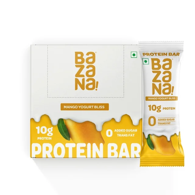 Bazana Foods Pvt Ltd Bazana Mango Yogurt Bliss Protein Bars - Pack of 12 (480g)