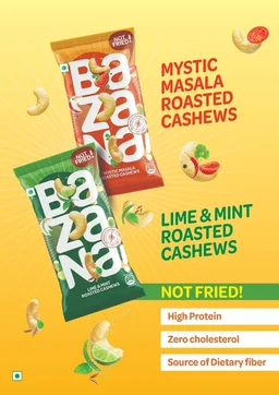 BAZANA Zesty Delight For Your Tastebuds - Roasted Lime & Mint Cashews – Irresistibly Tangy And Refreshing Snack, Pack Of 15 (11.34g Each) - Red