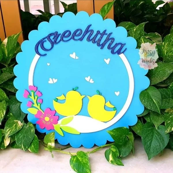 Double Layer Bird Themed Name Board
