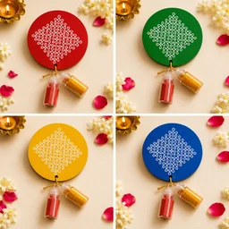 50 pcs Kolam - Haldi Kumkum, Varalakshmi Vratam, Pooja & Tambulam Return Gifts, Indian Wedding Favors, Manjal Kumkumam, Housewarming Gift - Cerise, 50 pcs