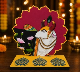 10pcs Pichwai cow /Peacock / Elephant Diya Holder Varalakshmi Vratam, Pooja & Tambulam Return Gifts, Indian Wedding Favors, Manjal Kumkumam, Housewarming Gift - Pichwai Cow, 10 pcs