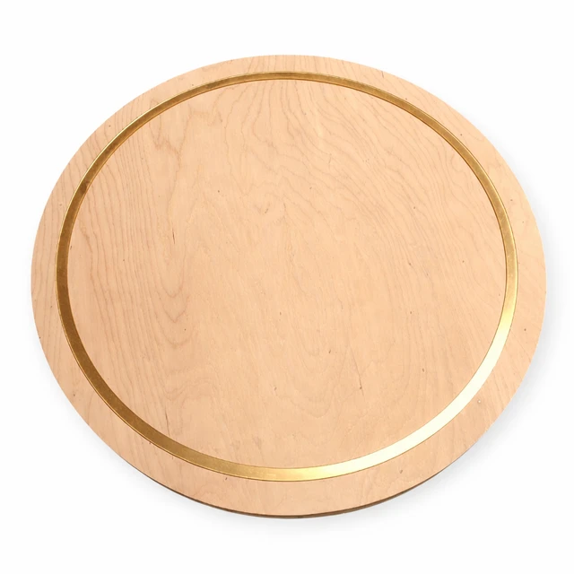 Birch Wood Round base with Golden acrylic ring - 18 Inches