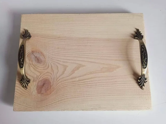 Pinewood Tray with Brass Handles