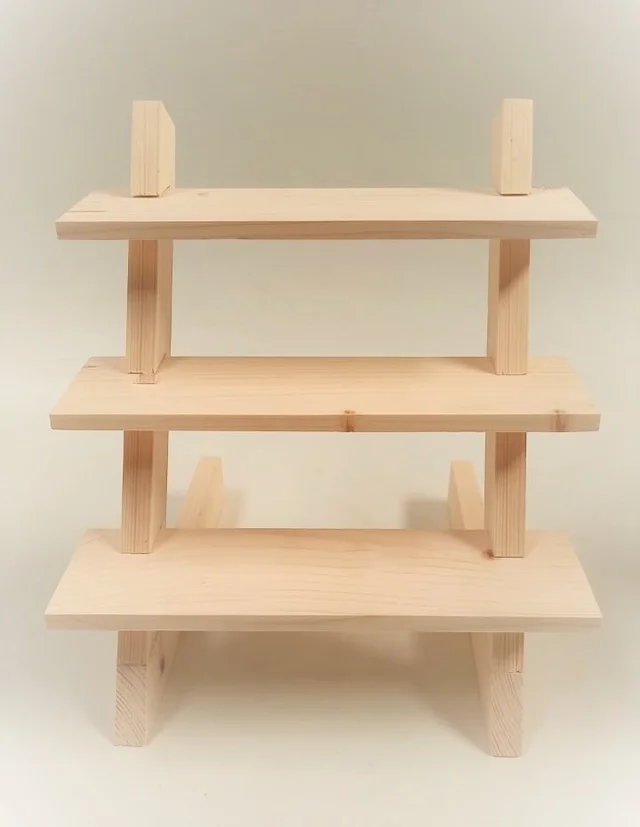 3 step Dismantling Pinewood display stand - 14 * 4 inches, without groove