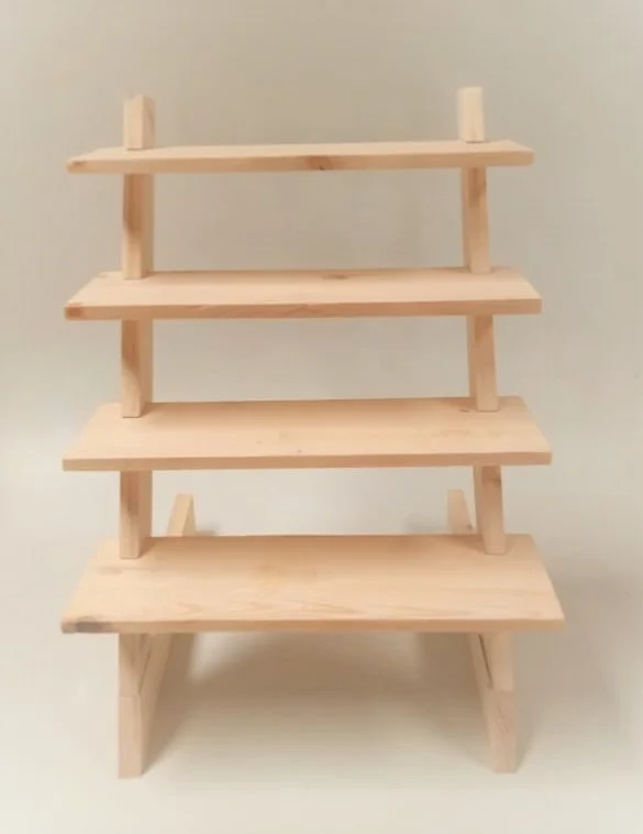 4 Step Dismantling pinewood Display stand - 12 * 4 inches, without groove
