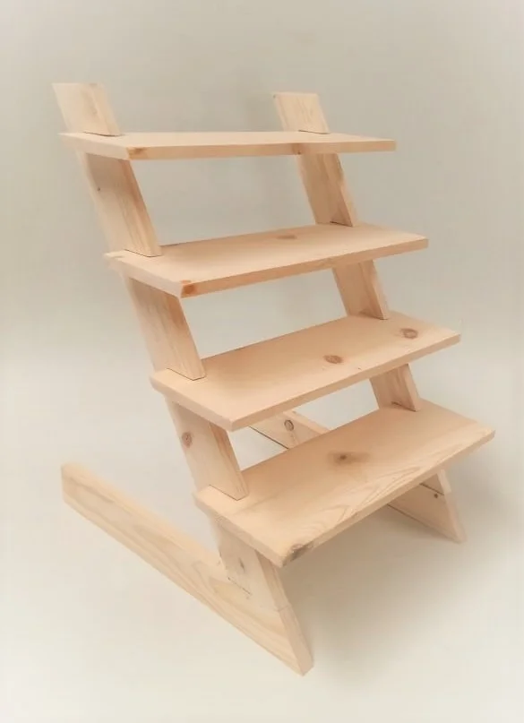 4 Step Dismantling pinewood Display stand - 12 * 4 inches, without groove