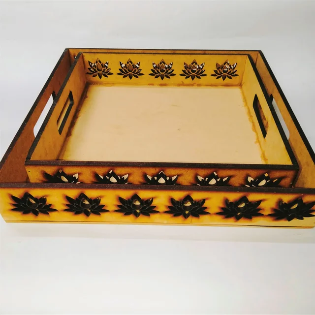 Laser Cutwork Serving Tray - Lotus