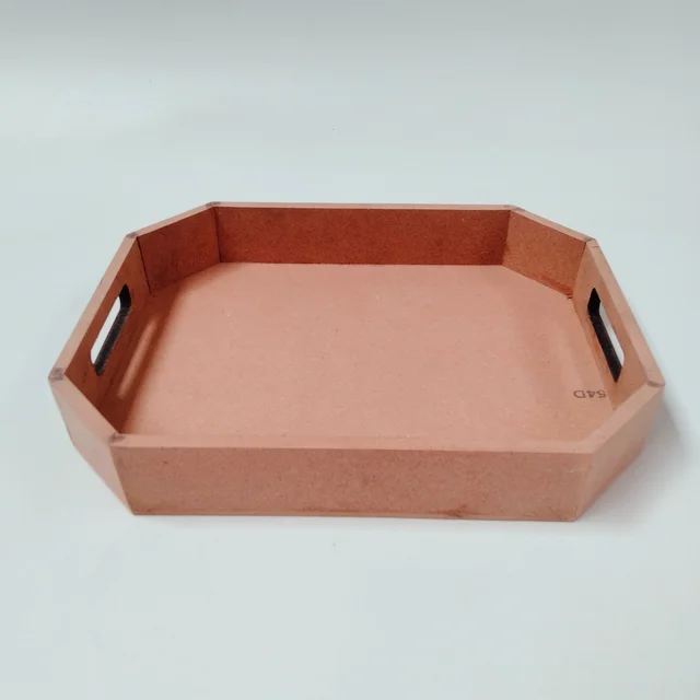 Hexagonal Stylish Tray - 12x9x1.75 inches, Brown, 8mm, 1000