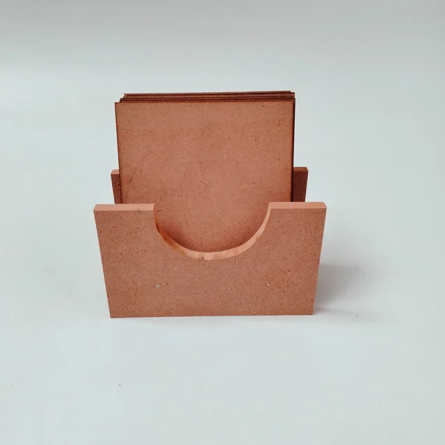 Square Coaster Set With Box Stand - 4