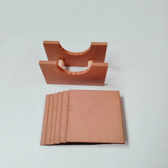 Square Coaster Set With Box Stand - 4