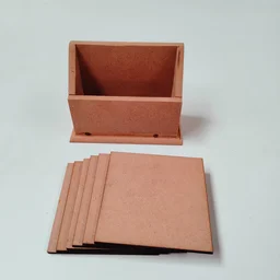 Square Coaster Set With Box Stand - 4