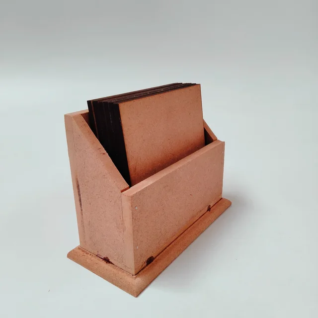 Square Coaster Set With Box Stand - 4
