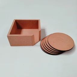 Round Coaster Set With Box Stand - 4