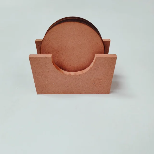 Round Coaster Set With Box Stand - 6