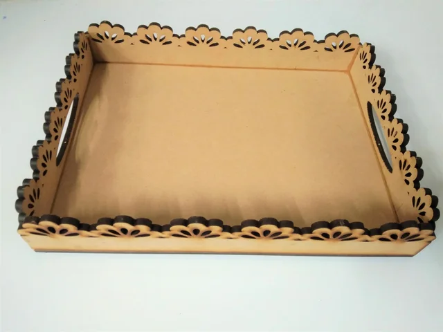 Laser cutwork serving tray - Floral design