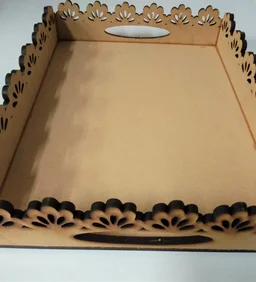 Laser cutwork serving tray - Floral design